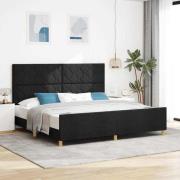 vidaXL Sängram med huvudgavel Svart 200 x 200 cm tyg