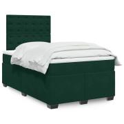 vidaXL Ramsäng med madrass mörkgrön 120x190 cm sammet