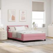 vidaXL Bäddfjäder med huvudgavel Rosa 200 x 140 cm Sammet