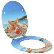 vidaXL Mjukt stängande toalettlock Ljusblå 44 x 38 cm MDF-board