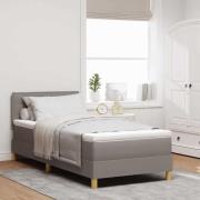 vidaXL Bäddfjäder med kudde med huvudgavel Taupe 90 x 200 cm tyg