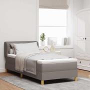 vidaXL Bäddfjäder med madrass med huvudgavel Taupe 90 x 190 cm tyg
