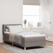 vidaXL Bäddfjäder med madrass med huvudgavel Taupe 190 x 90 cm tyg