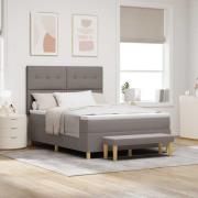 vidaXL Bäddfjäder med madrass med huvudgavel Taupe 140 x 190 cm tyg
