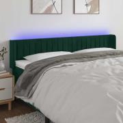 vidaXL Sänggavel LED mörkgrön 203x16x78/88 cm sammet