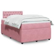 vidaXL Ramsäng med madrass rosa 120x200 cm sammet