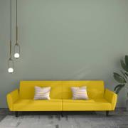 vidaXL Bäddsoffa 2-sits gul sammet
