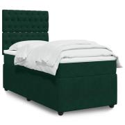 vidaXL Ramsäng med madrass mörkgrön 90x200 cm sammet