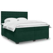 vidaXL Ramsäng med madrass mörkgrön 180x200 cm sammet