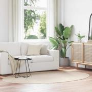 vidaXL Områdesmattor Oval HUARTE Beige 160 x 230 cm 100% Polyester