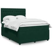 vidaXL Ramsäng med madrass mörkgrön 140x190 cm sammet