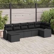 vidaXL Soffset med kudde med lagring 7 pcs Svart konstrotting