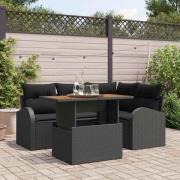 vidaXL Trädgårdsoffset med lagring 5 pcs Svart Poly rattan