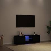 vidaXL TV-bänk med LED-lampor svart ek 120x30x36 cm konstruerat trä