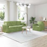 vidaXL Soffa 2 pcs Ljusgrön 198 x 78 x 80 cm Sammet