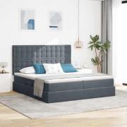 vidaXL Förvaringssäng med madrass Mörkgrå 200 x 200 cm Sammet