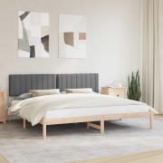 vidaXL Sängram med Klädd Huvudgavel Mörkgrå 200 x 200 cm Massivt furu