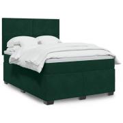 vidaXL Ramsäng med madrass mörkgrön 140x200 cm sammet