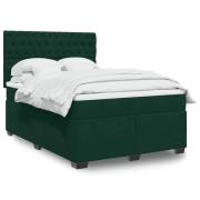 vidaXL Ramsäng med madrass mörkgrön 140x200 cm sammet