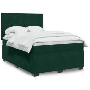 vidaXL Ramsäng med madrass mörkgrön 140x200 cm sammet