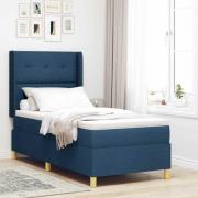 vidaXL Bäddfjäder med madrass med huvudgavel Blå 80 x 200 cm tyg