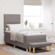 vidaXL Bäddfjäder med huvudgavel Taupe 200 x 80 cm tyg