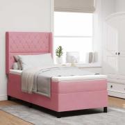 vidaXL Bäddfjäder med madrass med led Rosa 90 x 190 cm Sammet