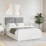 vidaXL Sängram med Klädd Huvudgavel Ljusgrå 120 x 200 cm Massiv furu