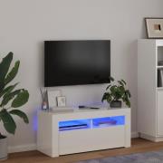 vidaXL TV-bänk med LED-belysning vit högglans 90x35x40 cm