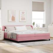 vidaXL Bäddfjäder med huvudgavel Rosa 200 x 200 cm Sammet