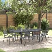 vidaXL Trädgårdsmöbelset 9 pcs Antracit Pulverlackerad stål