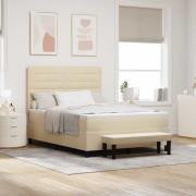 vidaXL Bäddfjäder med madrass med huvudgavel Kräm 140 x 200 cm tyg