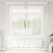 vidaXL Spetsgardin med gardiner Blommor Vit 200 x 150 cm Polyester