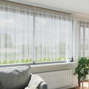 vidaXL Spetsgardin med gardiner Blommor Vit 140 x 750 cm Polyester