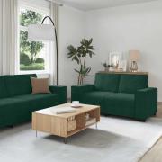 vidaXL Soffgrupp med dynor 3 delar mörkgrön sammet