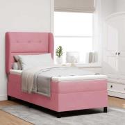 vidaXL Bäddfjäder med madrass med huvudgavel Rosa 200 x 80 cm Sammet