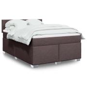 vidaXL Ramsäng med madrass mörkbrun 140x190 cm tyg