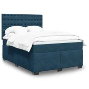 vidaXL Ramsäng med madrass blå 140x190 cm sammet
