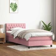 vidaXL Ramsäng med madrass rosa 90x210 cm sammet