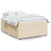 vidaXL Ramsäng med madrass gräddvit 140x190 cm tyg