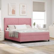 vidaXL Bäddfjäder med madrass med led Rosa 180 x 200 cm Sammet