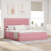vidaXL Förvaringssäng med madrass med lagring Rosa 180 x 200 cm Sammet