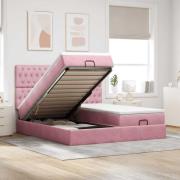 vidaXL Ottoman sängram med madrasser rosa 180x200 cm sammet