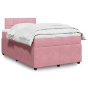 vidaXL Ramsäng med madrass rosa 120x190 cm sammet