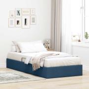 vidaXL Förvaringssäng med huvudgavel med lagring Blå 90 x 190 cm tyg