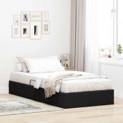 vidaXL Förvaringssäng med huvudgavel med lagring Svart 90 x 190 cm tyg