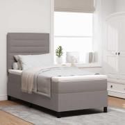 vidaXL Bäddfjäder med madrass med led Taupe 90 x 200 cm tyg