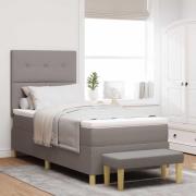 vidaXL Bäddfjäder med kudde med huvudgavel Taupe 200 x 90 cm tyg