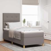 vidaXL LED Box Säng med madrass med huvudgavel Taupe 90 x 200 cm tyg