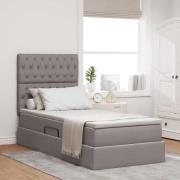 vidaXL Förvaringssäng med LED med madrass Taupe 100 x 200 cm Polyester